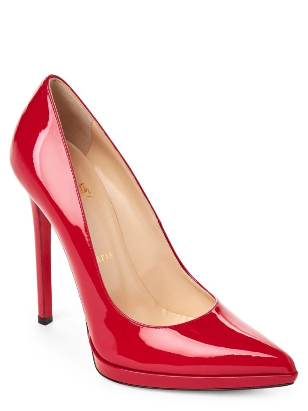 Christian Louboutin Red Glossy Heels Leather Stiletto Pigalle Plato